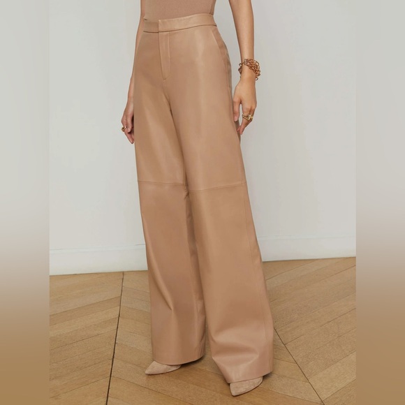 L'AGENCE Livvy Leather Straight-Leg Pants - Picture 1 of 6